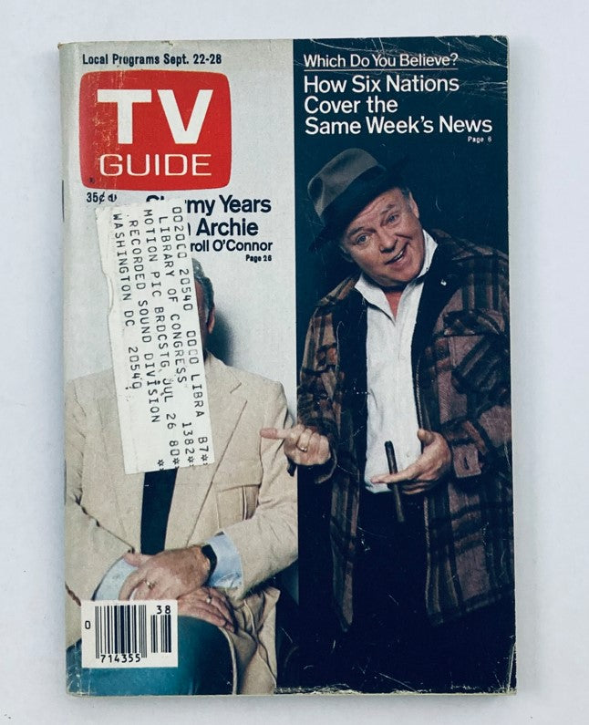 TV Guide Magazine September 22 1979 issue featuring Carroll O'Connor on the cover, showcasing 'The Many Years of Archie', with a vintage design and historical significance as a collectible magazine.