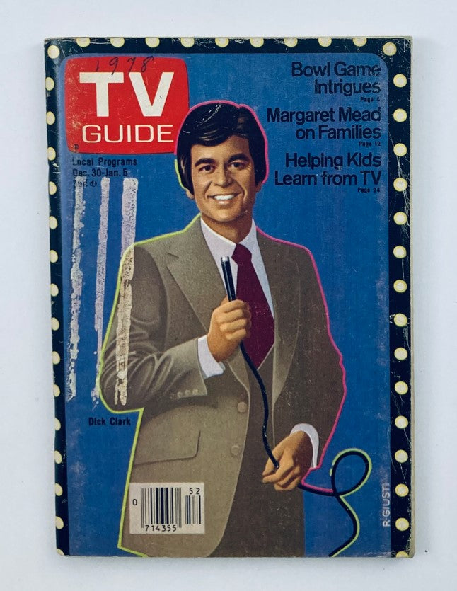 TV Guide Magazine December 30 1978 #1344 featuring Dick Clark on the cover with vibrant colors and historic advertisements.