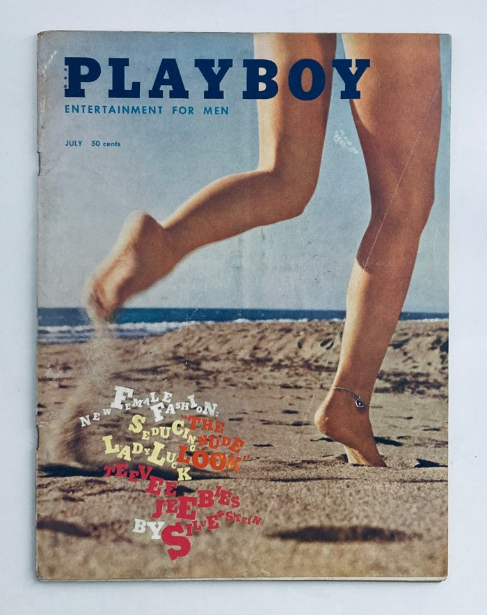 Vintage Playboy Magazine July 1960 cover featuring a woman's legs on the beach, iconic for collectors and enthusiasts.