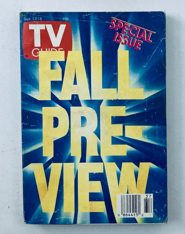 TV Guide Magazine September 12 1992 Fall Issue Chicago Metro Edition - Cover featuring the words 'FALL PREVIEW' in bold yellow letters on a blue burst background, labeled as 'SPECIAL ISSUE'.
