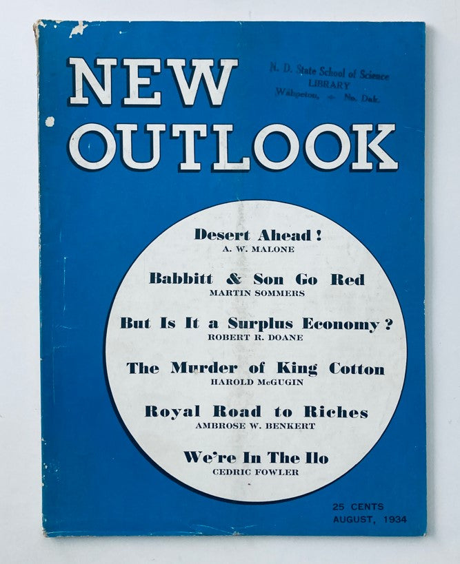 Vintage New Outlook Magazine August 1934 The Murder of King Cotton No Label