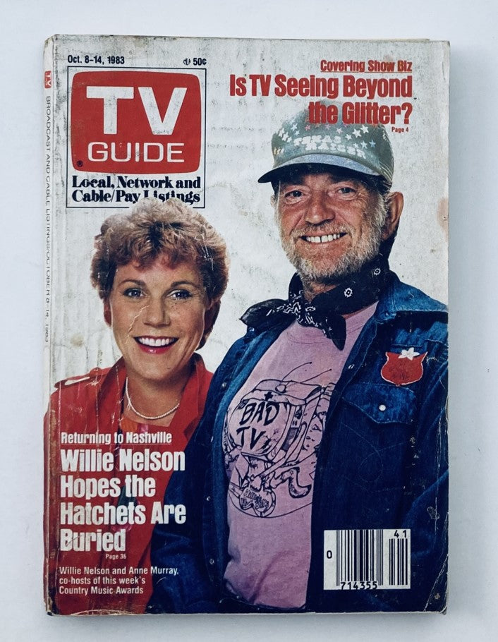 Cover of TV Guide Magazine from October 8, 1983 featuring Willie Nelson and Anne Murray, highlighting pop culture and entertainment of the era.