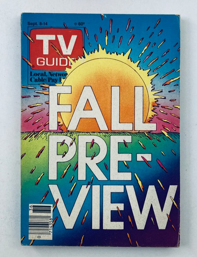 Cover of TV Guide Magazine September 8 1984 Fall Preview West Virginia Edition featuring bright colors and sun graphic design.
