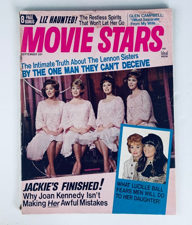 VTG Movie Stars Magazine September 1969 featuring The Lennon Sisters on the cover, showcasing vintage design with vibrant colors and nostalgic charm.