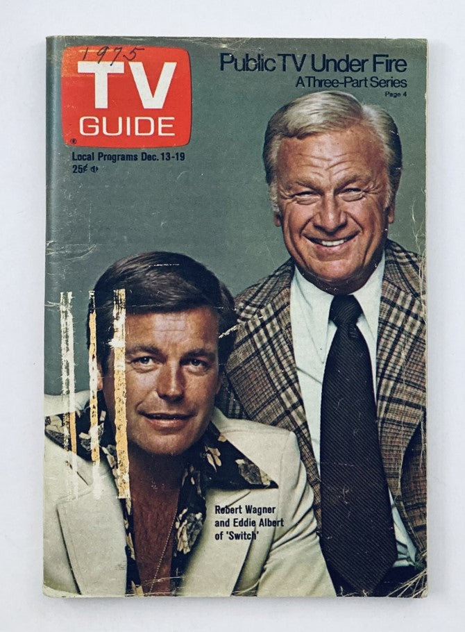 TV Guide Magazine December 13 1975 issue #1184 featuring Robert Wagner and Eddie Albert on the cover, showcasing classic 1970s television culture.