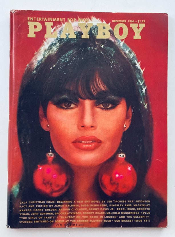 Cover of VTG Playboy Magazine December 1966 featuring stunning art and the title on a vibrant red background.
