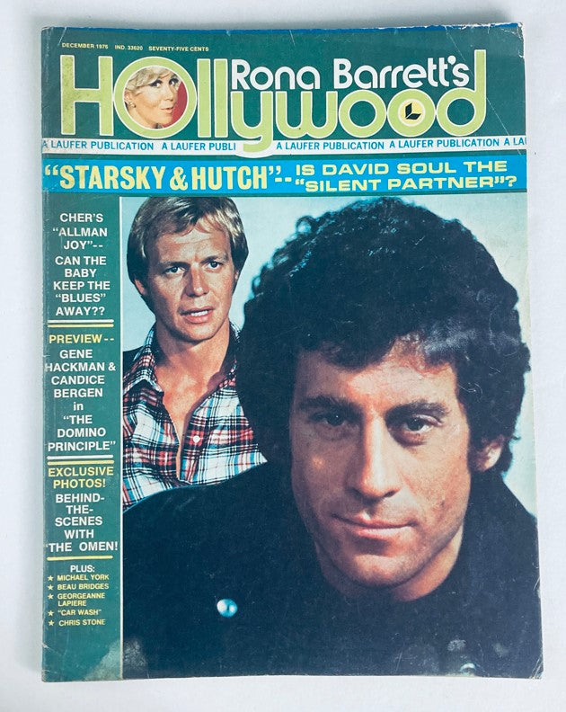 Cover of VTG Rona Barrett's Hollywood Magazine December 1976 featuring David Soul from Starsky & Hutch, showcasing Hollywood culture of the late 1970s.