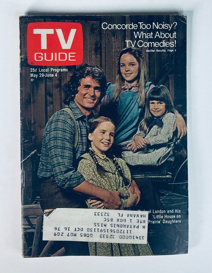 TV Guide Magazine from May 29, 1976, featuring Michael Landon and Melissa Gilbert on the cover, showcasing the classic television series 'Little House on the Prairie' with a nostalgic family portrait.
