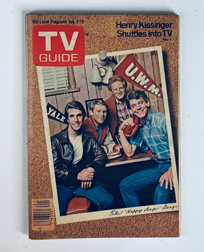 Cover of TV Guide Magazine January 7, 1978 featuring Henry Winkler and characters from Happy Days. The cover presents a nostalgic look at 1970s television culture.
