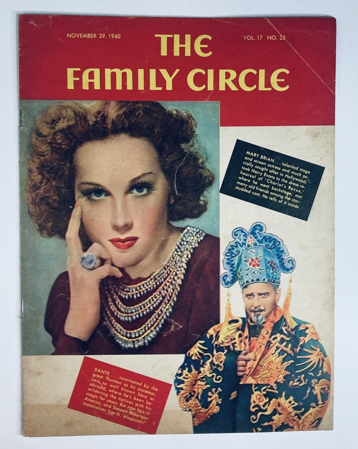 Vintage The Family Circle Magazine November 29 1940 Mary Brian & Dante No Label