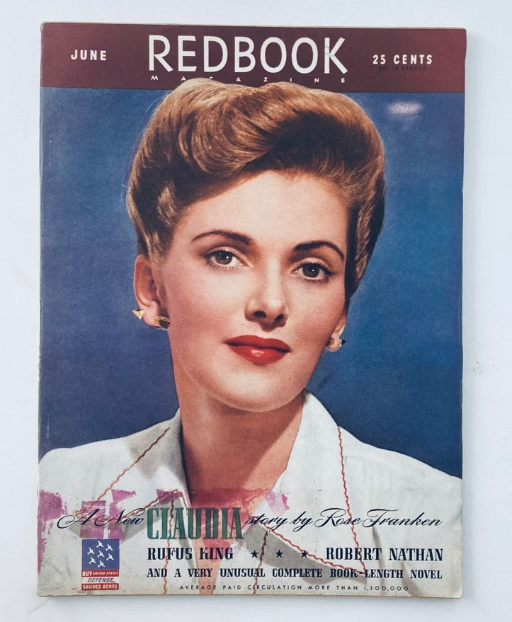 VTG Redbook Magazine June 1942 cover featuring a woman with elegant hairstyle and makeup, showcasing the title and details of Vol 79 No. 2 that includes the story 'The Seagull Cry Part Two.'