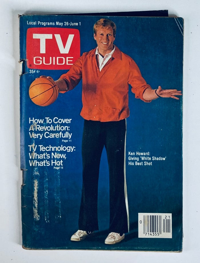 Cover image of TV Guide Magazine from May 26, 1979, featuring Ken Howard, showcasing local programming details and articles related to television technology.
