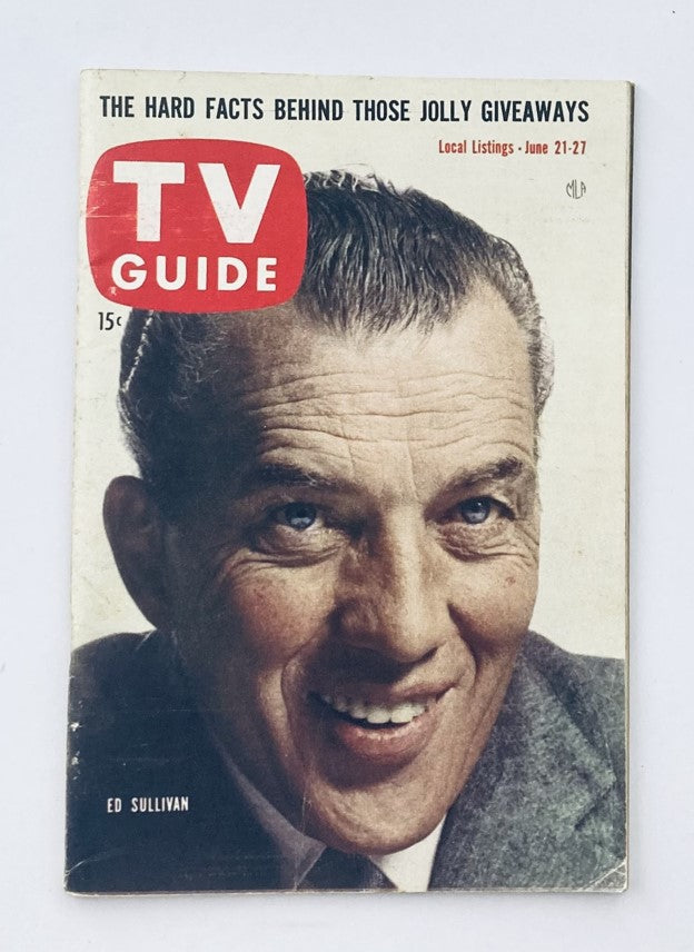 Cover of TV Guide Magazine June 21 1958 featuring Ed Sullivan, displaying a vintage design and local listings for the week. Perfect for collectors and TV history enthusiasts.