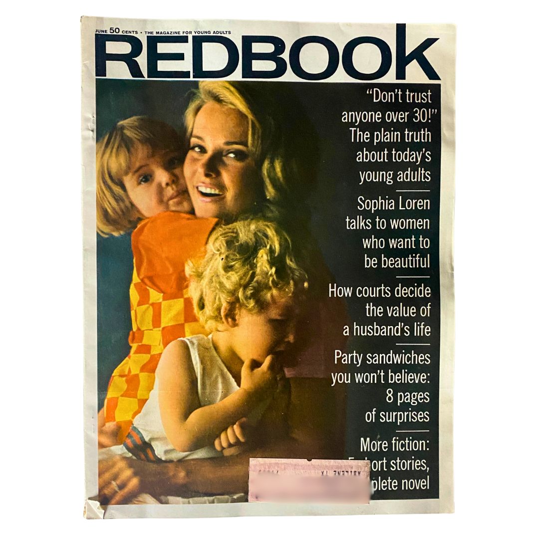 VTG Redbook Magazine June 1967 featuring Sophia Loren on the cover, highlighting her interview about beauty and self-image.
