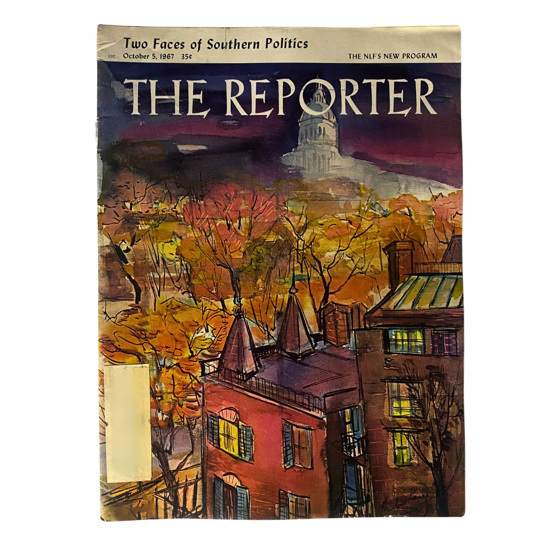 Cover of VTG The Reporter Magazine, October 5, 1967, featuring the title 'Two Faces of Southern Politics' with colorful artwork depicting Southern landscapes.