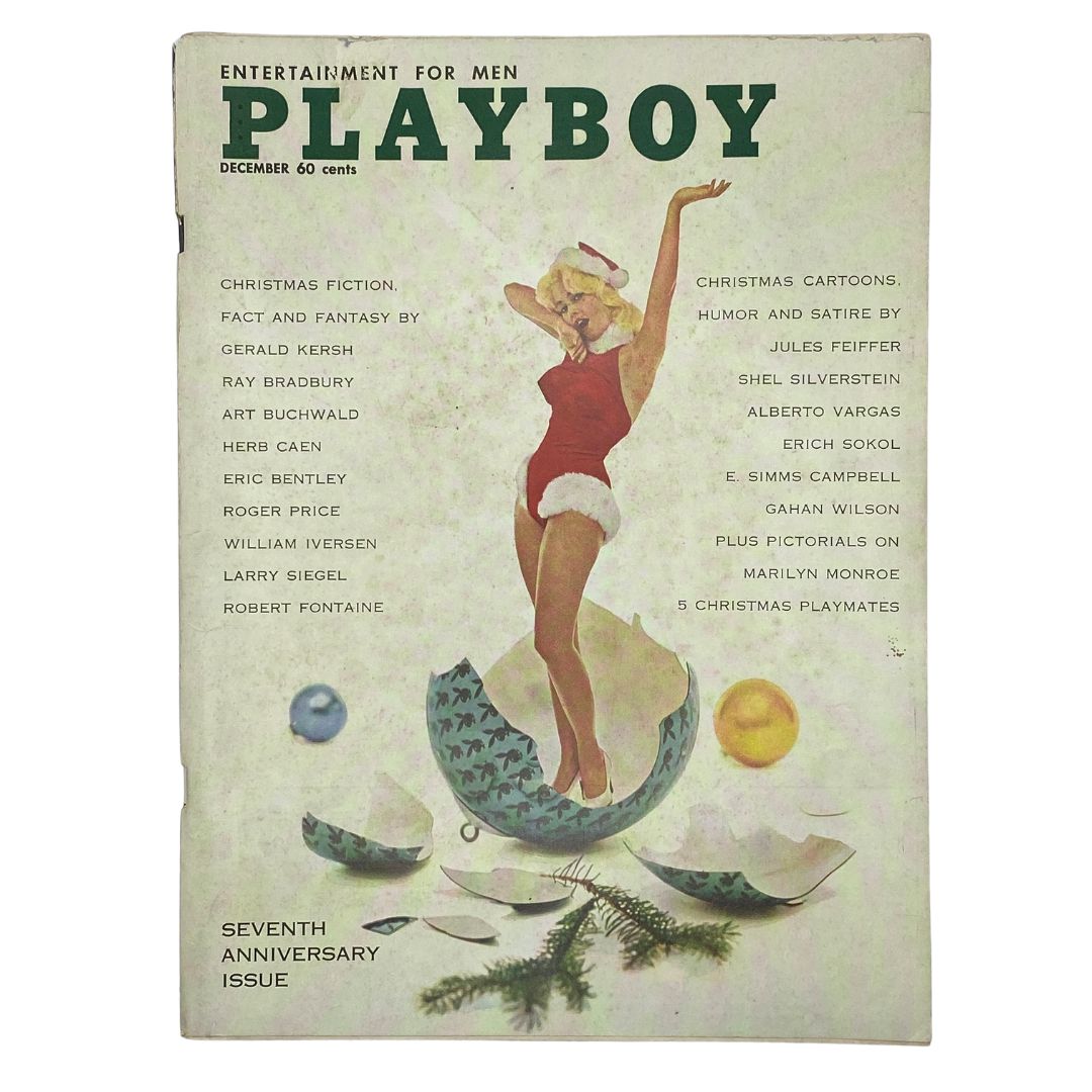 VTG Playboy Magazine December 1960 featuring Playmate Carol Eden on the cover with festive illustrations and publication details.