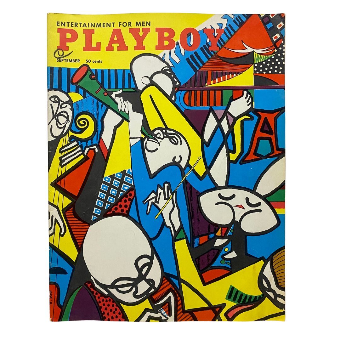 Cover of VTG Playboy Magazine September 1954 featuring Jackie Rainbow, known for its vibrant artistic design and cultural significance.