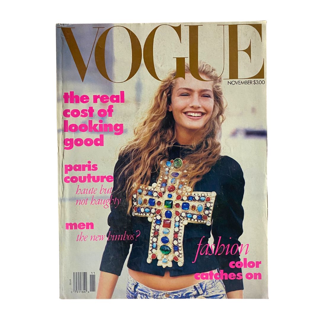 Vintage Vogue Magazine, November 1988: Michaela Bercu photographed by Peter Lindbergh on the cover.