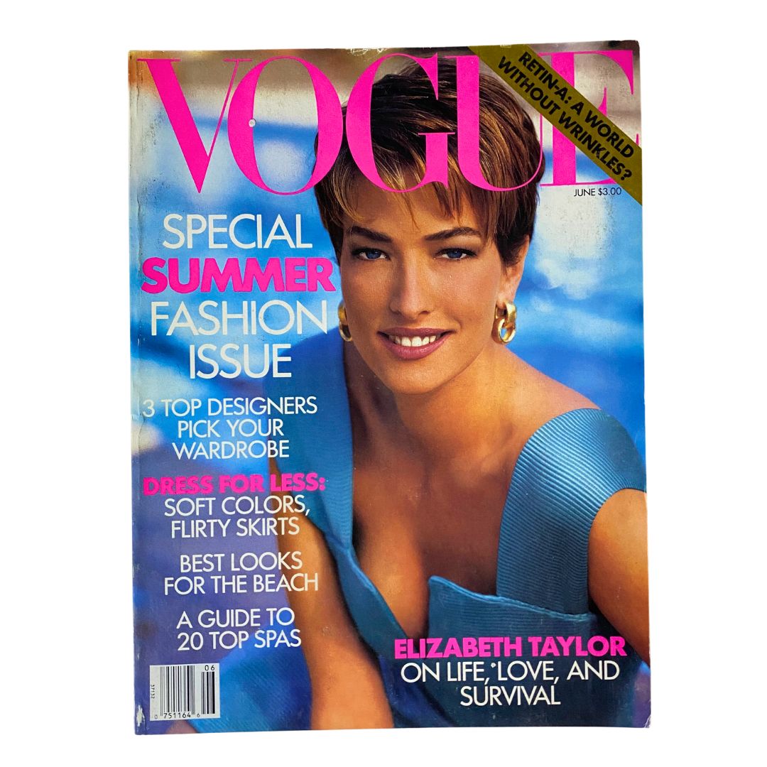 Vogue Magazine June 1991 cover featuring Tatjana Patitz, highlighted as a special summer fashion issue.