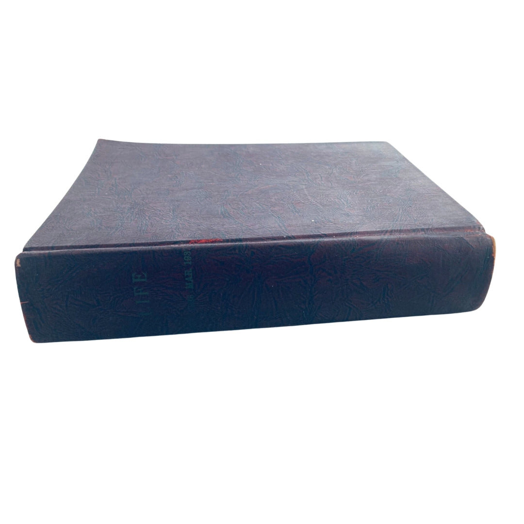 VTG 1936 1937 First Issue Bound Life Magazine showcasing the spine of the bound volume with textured cover.