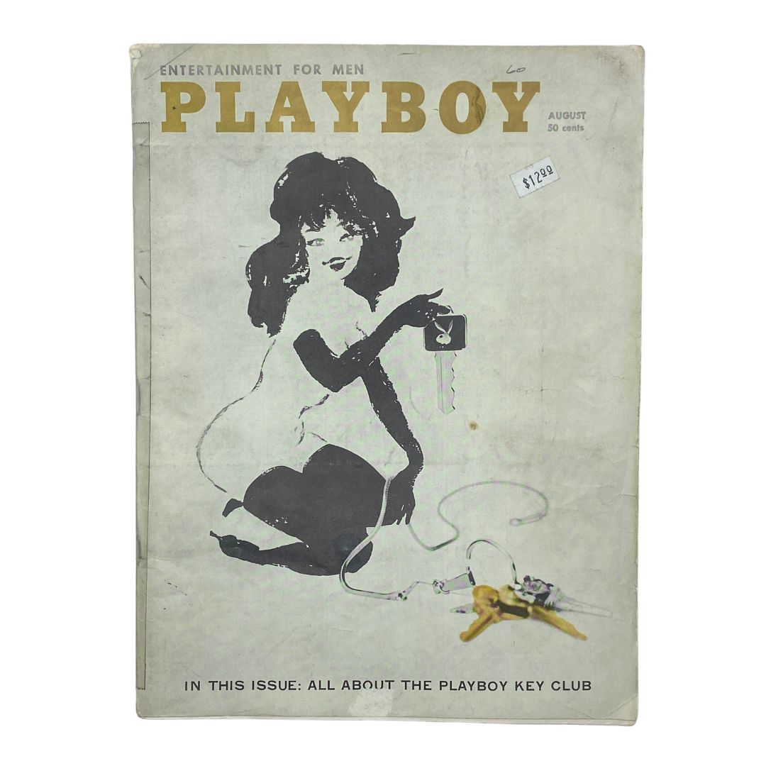 VTG Playboy Magazine August 1960 cover featuring Playmate Elaine Paul, showcasing iconic 1960s art style.
