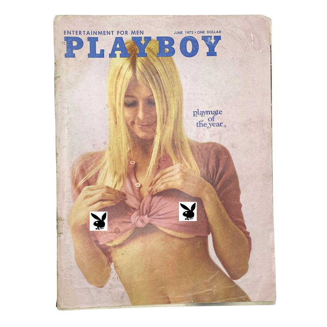 Cover of Playboy Magazine June 1972 featuring Debbie Davis as the Playmate of the Year, showcasing a vintage aesthetic with signs of age and wear.