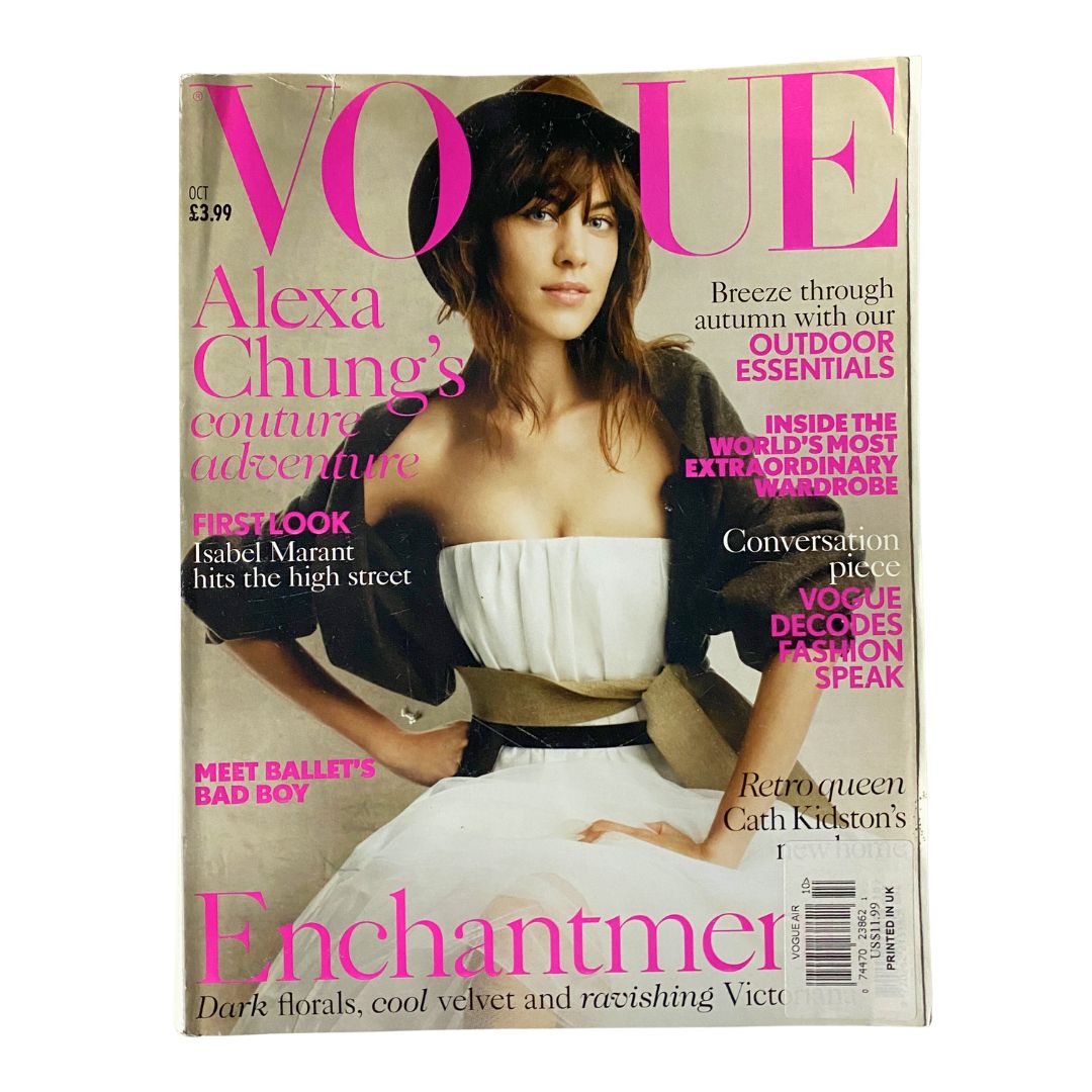 British Vogue UK Magazine October 2013 cover featuring Alexa Chung, showcasing her iconic style and fashion allure.
