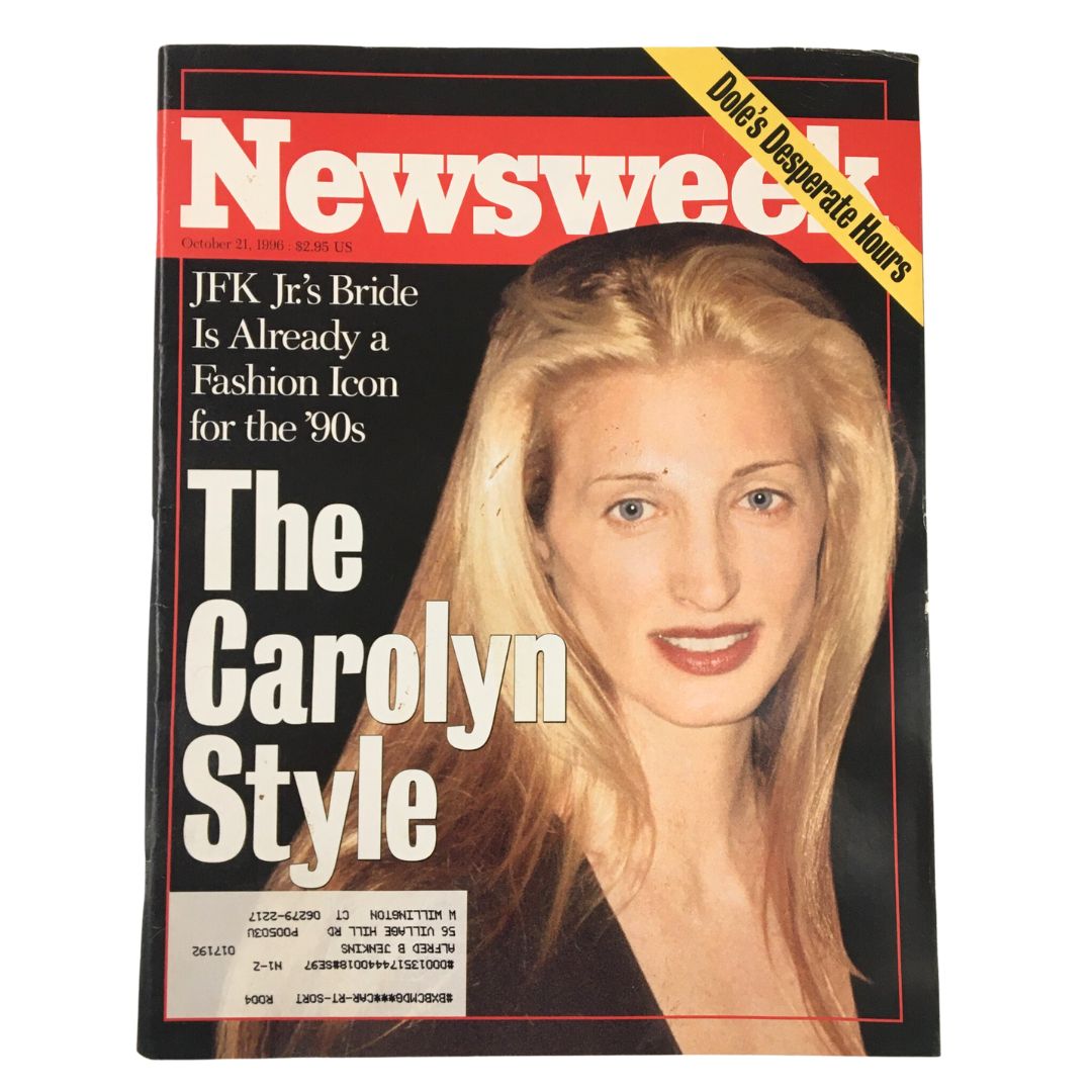 Newsweek Magazine from October 21, 1996 featuring The Carolyn Style, showcasing Carolyn as a fashion icon for the '90s with a striking cover image.