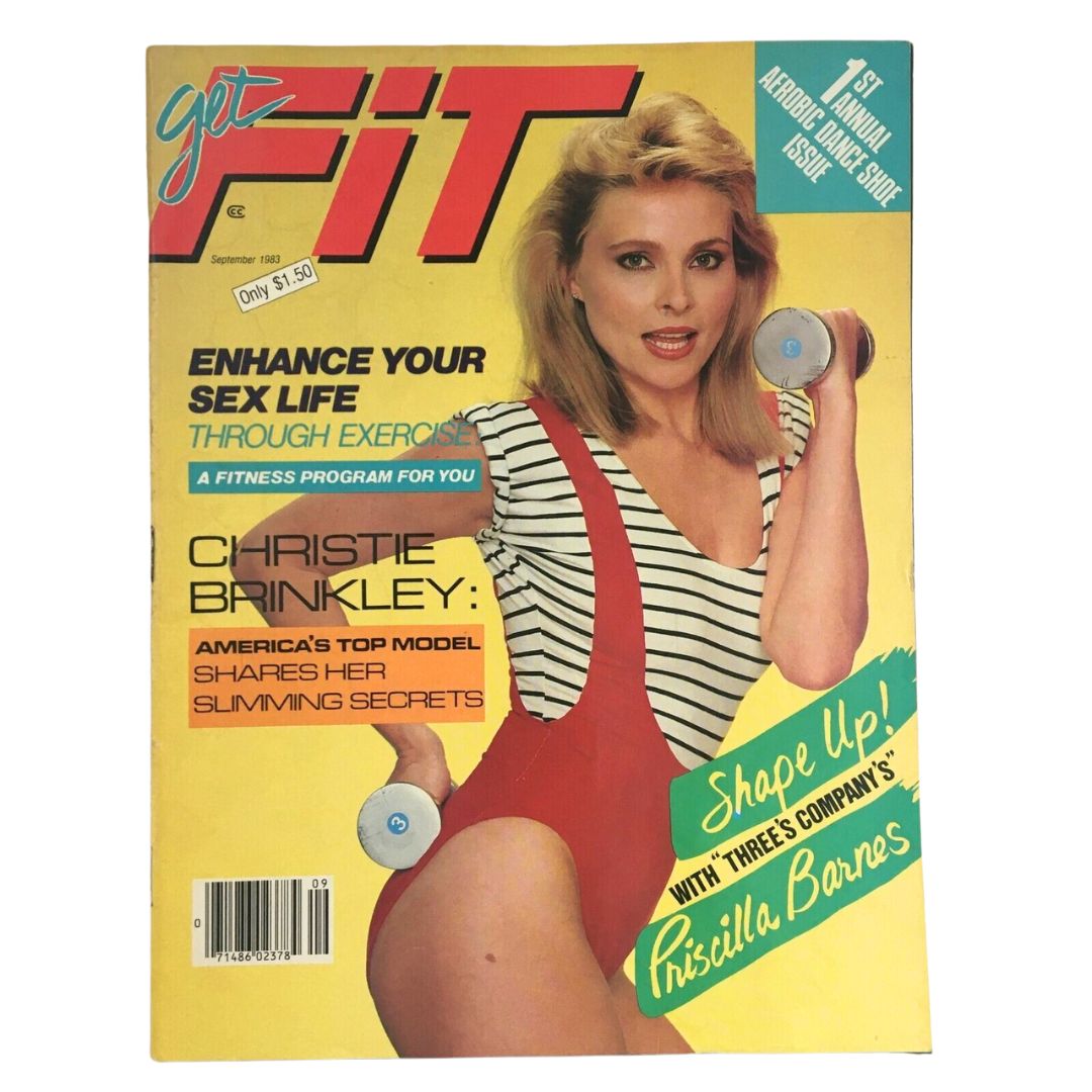Cover of Get Fit Magazine, September 1983, featuring Christie Brinkley sharing her secrets, no label