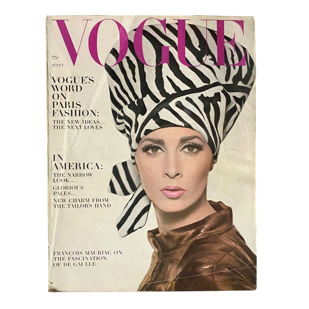 Vintage Vogue Magazine, September 1, 1964: Wilhelmina Cooper featured on the cover.