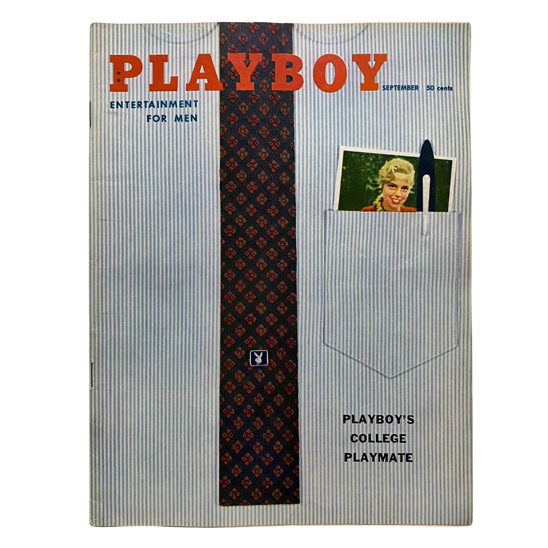 Cover of VTG Playboy Magazine September 1958 featuring Teri Hope, showcasing a stylish design with pocket details.