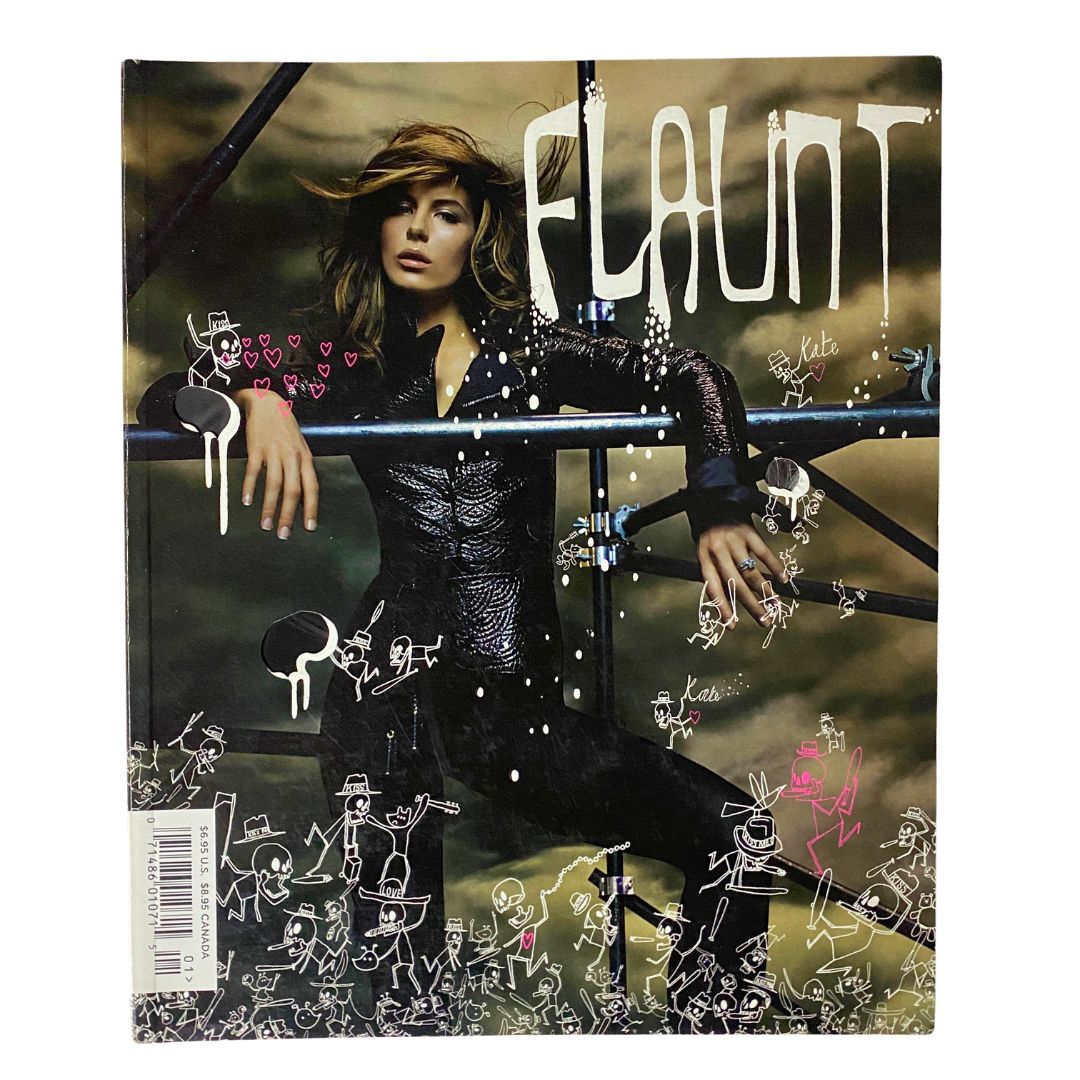 Flaunt Magazine January 2005, Issue #60 featuring Kate Beckinsale on the cover, showcasing stylish artistic graphics and a modern design.