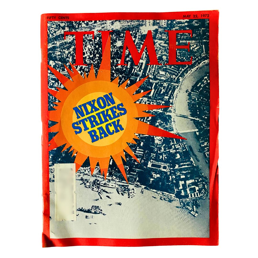 VTG Time Magazine May 22 1972 cover featuring Richard Nixon Strikes Back with an eye-catching graphic design.