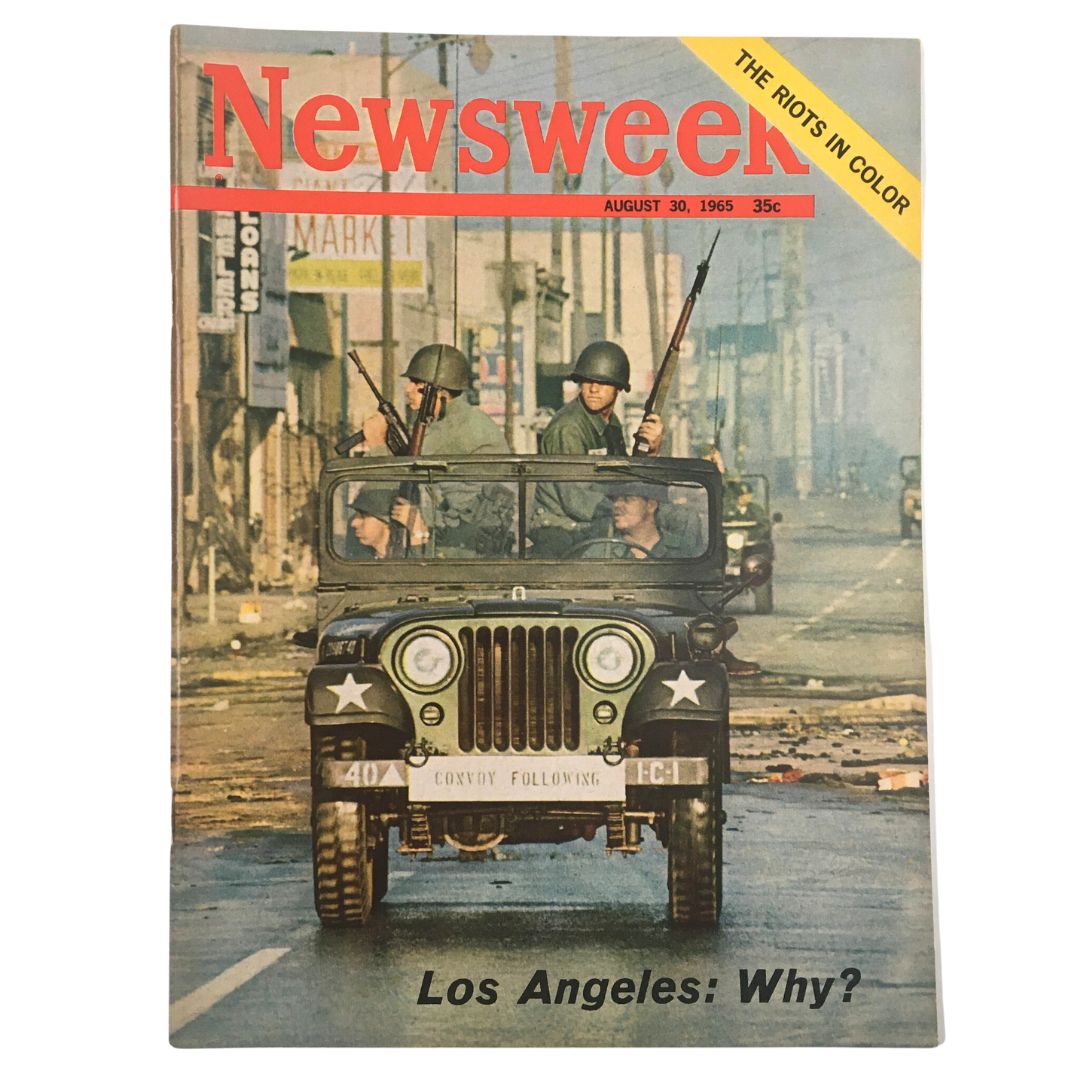 Newsweek Magazine August 30 1965 The Riots in Los Angeles in Color No Label