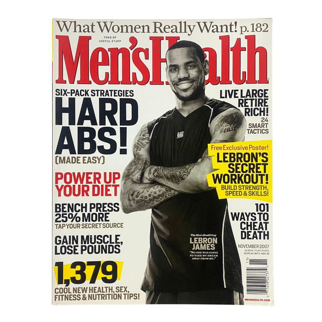 Men's Health Magazine November 2007 featuring NBA superstar LeBron James on the cover, showcasing fitness tips and workout strategies.