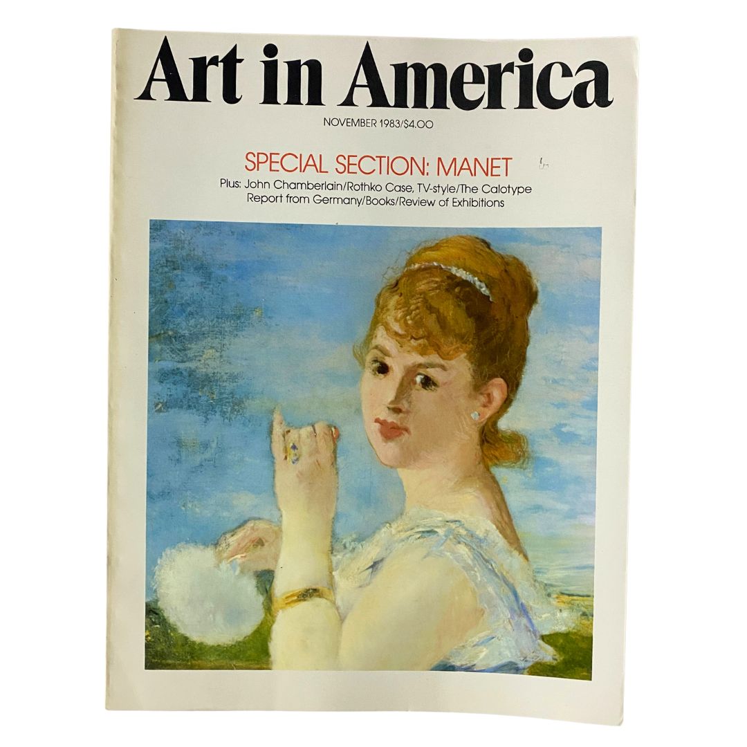 Cover of the Art in America Magazine November 1983 issue featuring a special section on Édouard Manet, showcasing a portrait and highlighting the cultural impact of Manet on art.