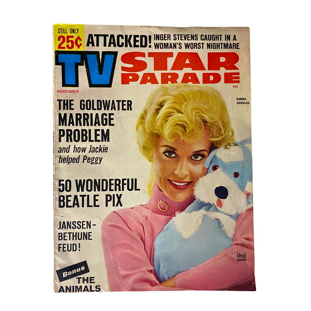 VTG TV Star Parade Magazine November 1964 featuring Donna Douglas on the cover with a blue stuffed animal, highlighting television history.