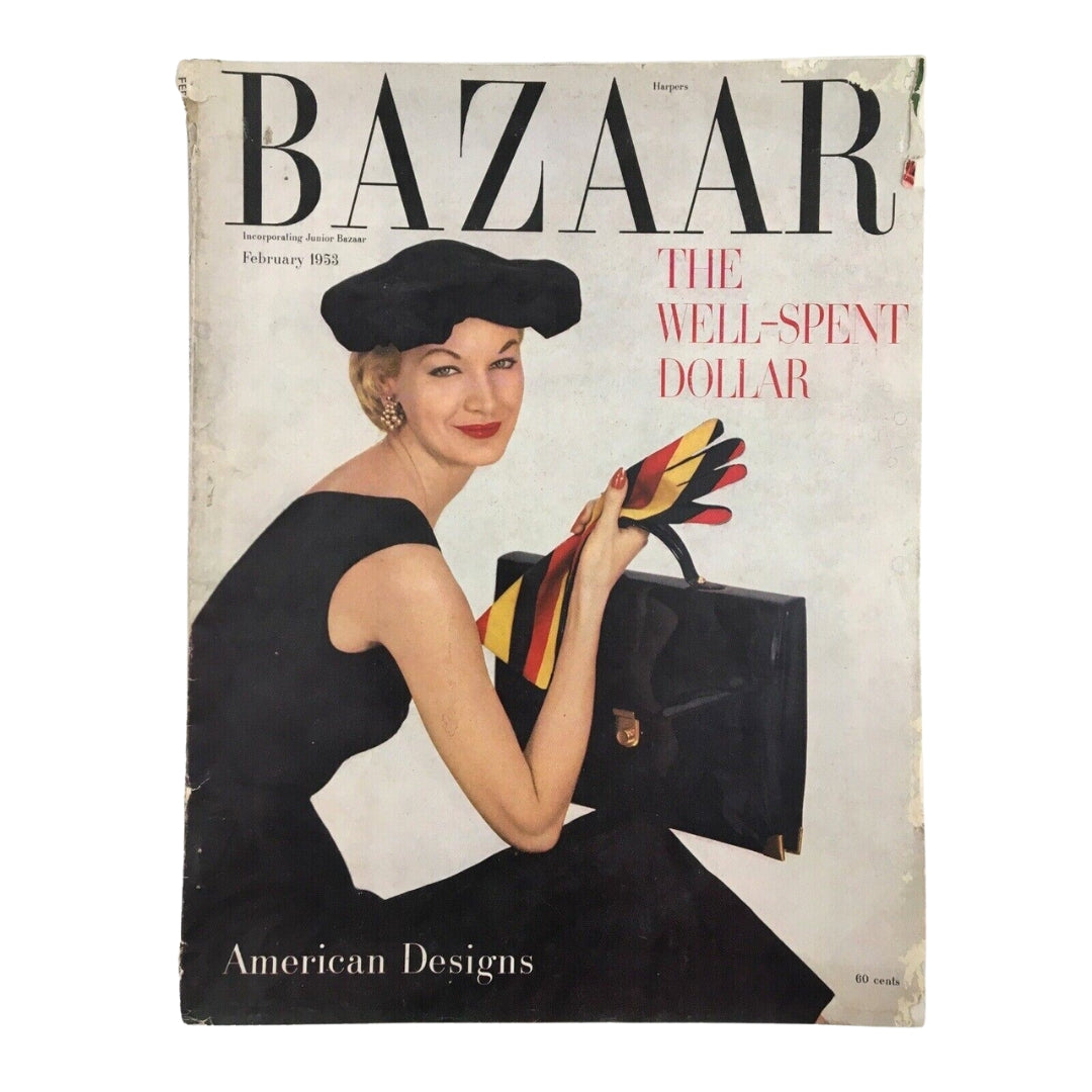 Cover of Harper's Bazaar Magazine, February 1953, featuring Sunny Hartnett and Jean Patchett, photographed by Richard Avedon