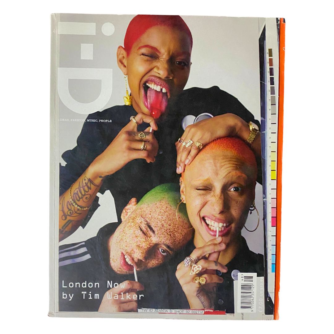 Cover of i-D Magazine Summer 2017 featuring Adwoa Aboah, Slick Woods, and Elliott Jay Brown, showcasing vibrant hairstyles and a bold aesthetic.