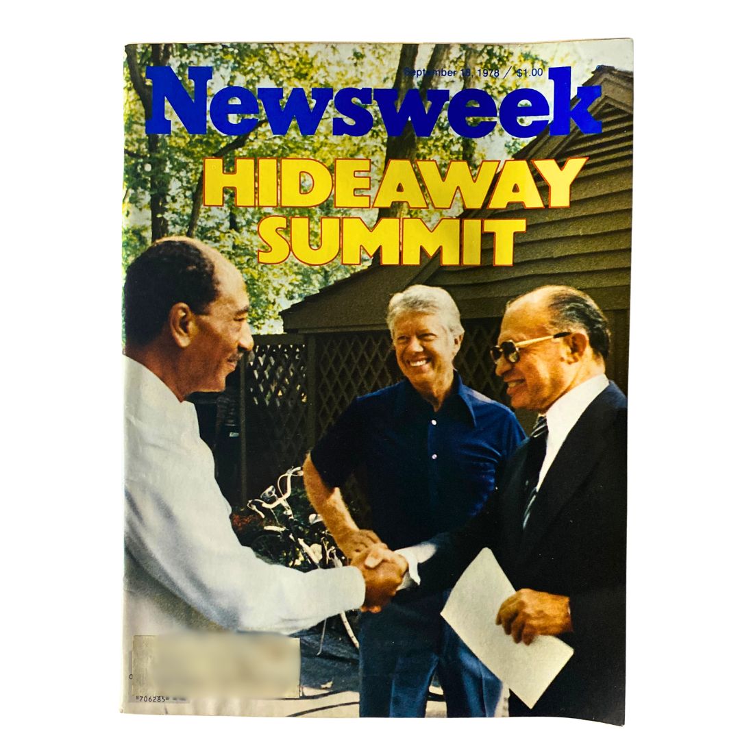 Cover of Newsweek Magazine September 18 1978 featuring historic handshake between Menachem Begin, Jimmy Carter, and Anwar Sadat at the Hideaway Summit.