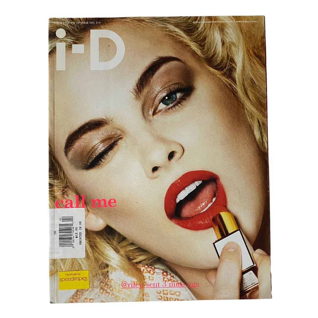 i-D Magazine Fall 2011 No. 314 cover featuring Riley Keough, styled with bold makeup and a striking pose, photographed by Matt Jones.
