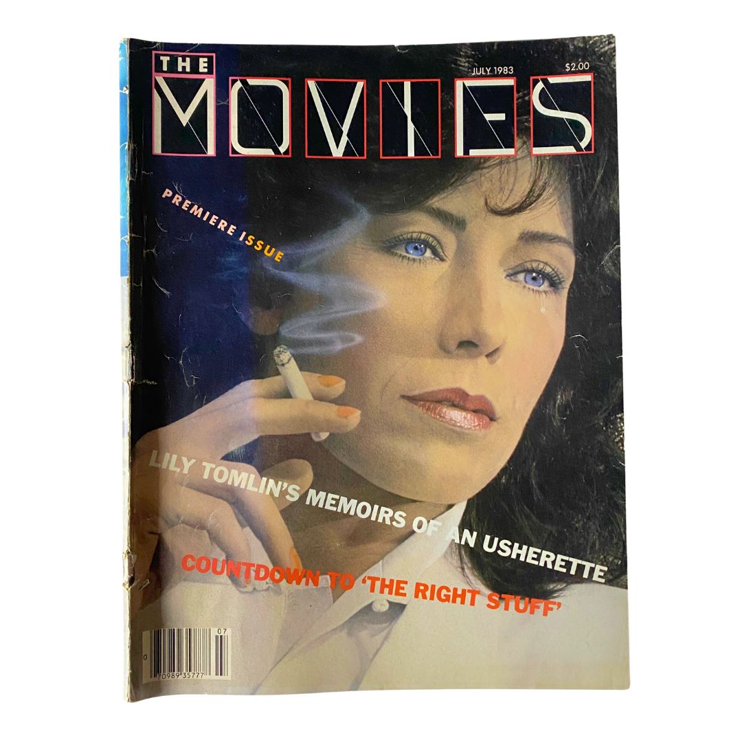 VTG The Movies Magazine July 1983 cover featuring Lily Tomlin as the premier issue. The magazine highlights cinematic history with iconic images and articles.