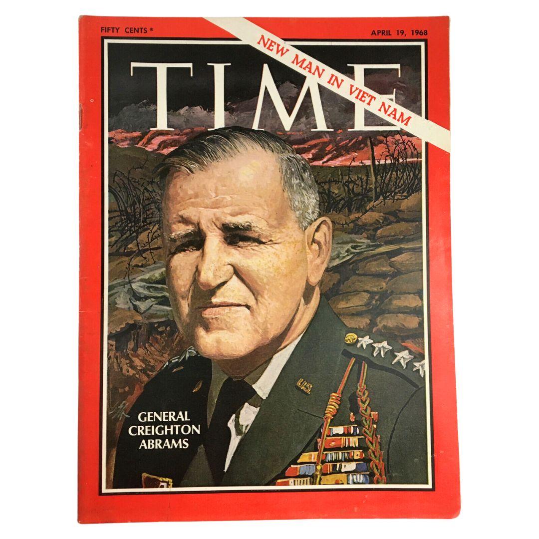 Time Magazine April 19 1968 featuring General Creighton Abrams on the cover, highlighting the Vietnam War era.