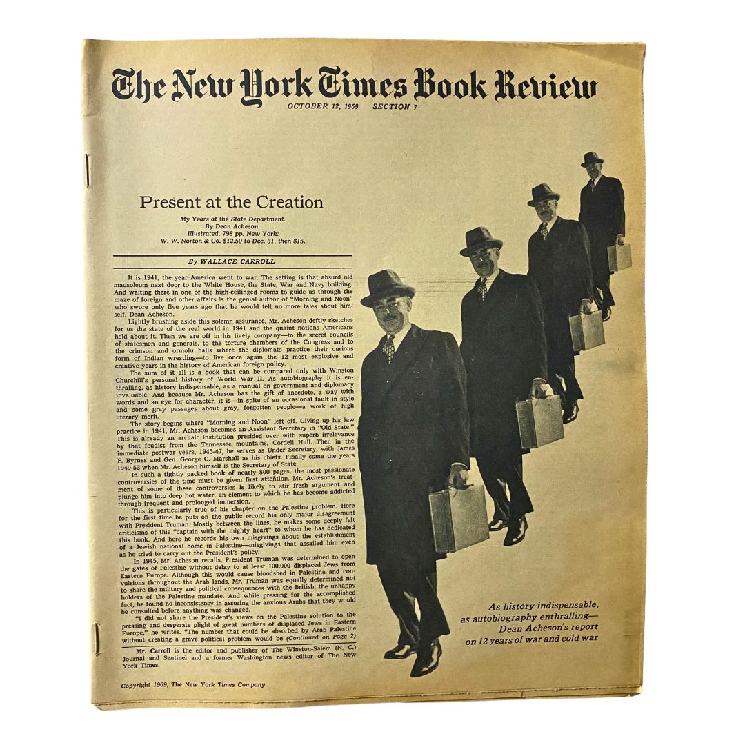 The New York Times Book Review October 12 1969 Present at the Creation No Label