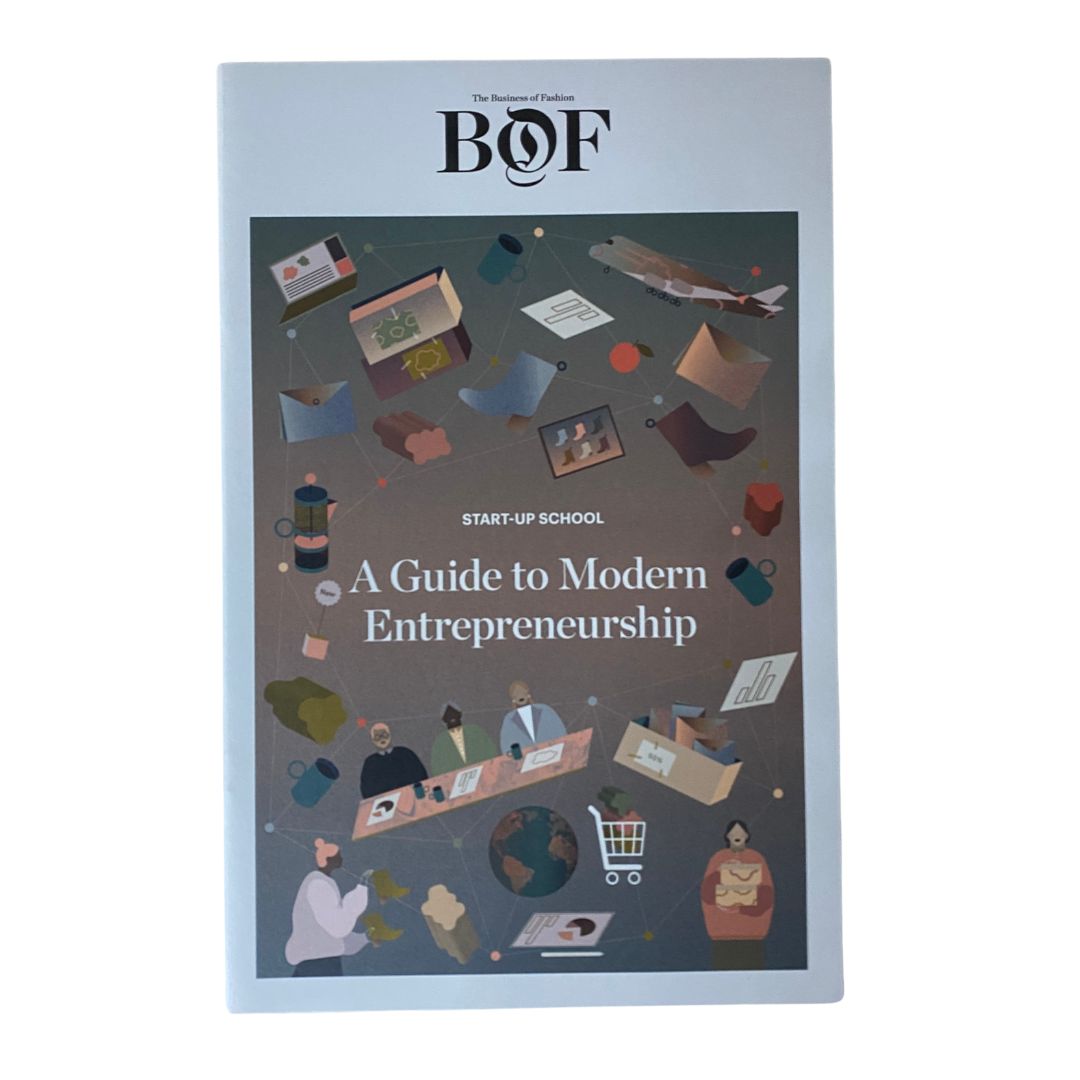 The Business of Fashion Magazine Guide to Modern Entrepreneurship cover featuring an illustration related to start-up school and modern business strategies, highlighting the dynamic world of fashion entrepreneurship.