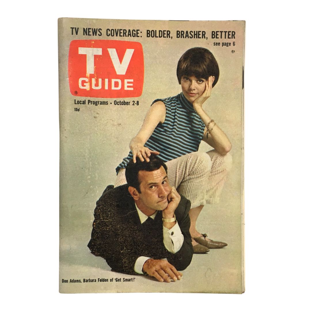 TV Guide October 2 1965 featuring Don Adams and Barbara Feldon on the cover, showcasing classic television nostalgia.