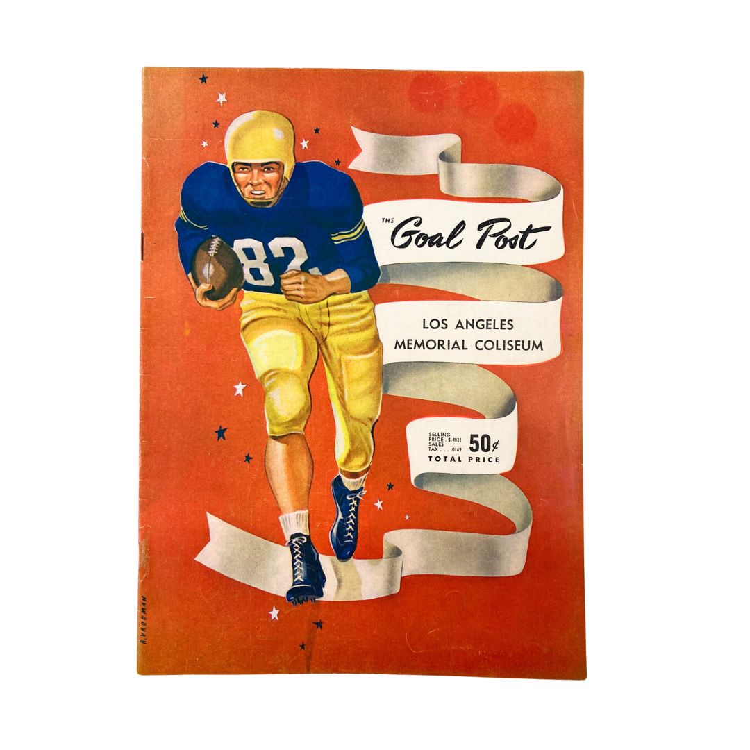 Cover of the September 18, 1953 NCAA Football program featuring a player in uniform representing OSC vs UCLA Bruins, titled 'The Goal Post'.