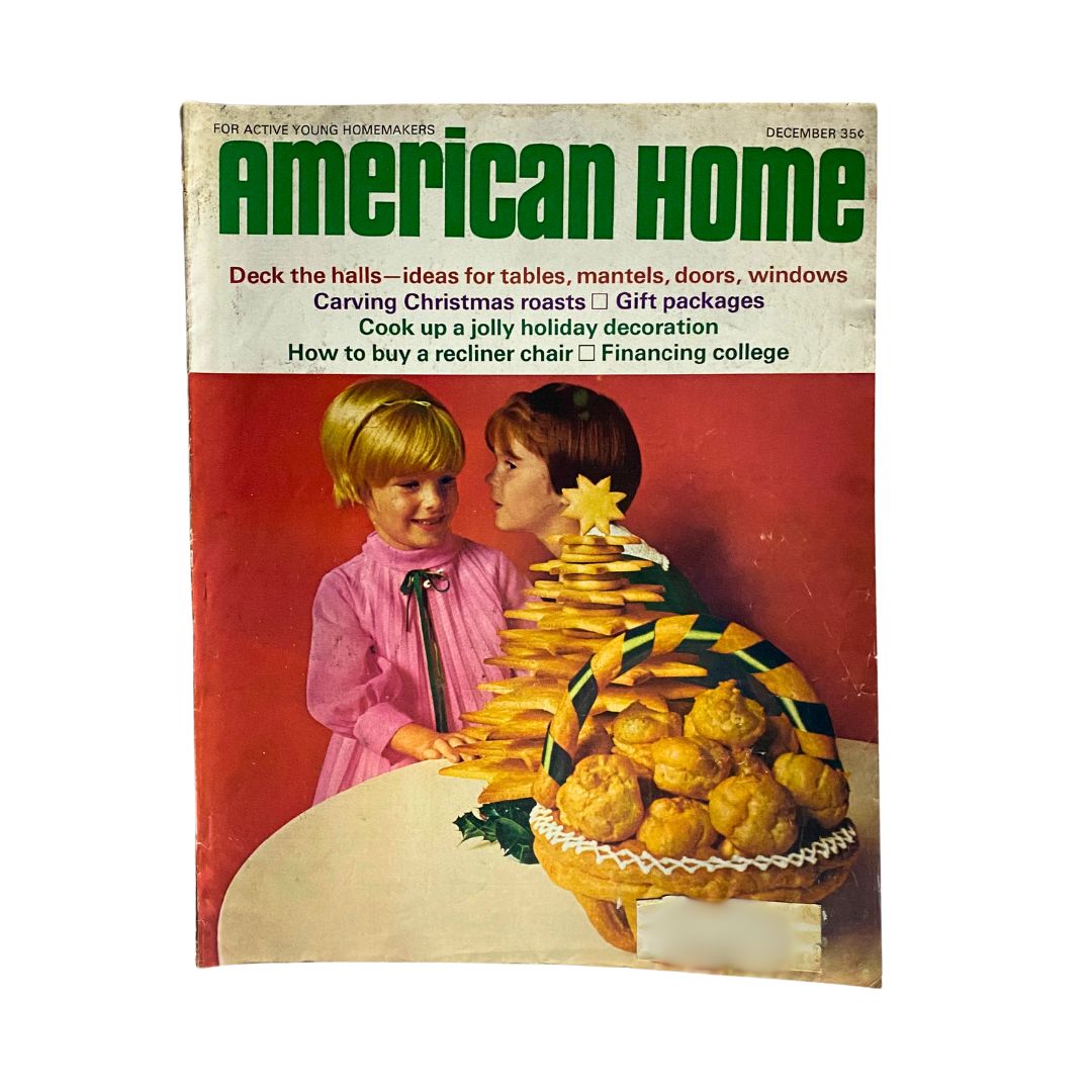 VTG American Home Magazine December 1967 Christmas Star Cookie Tree cover featuring children and a cookie tree centerpiece.