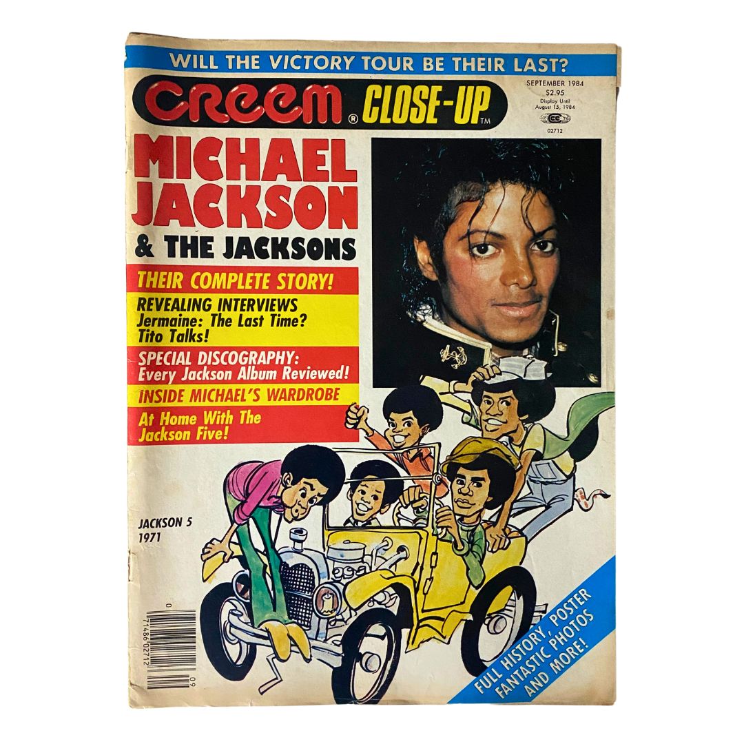 Cover of VTG Creem Close-Up Magazine September 1984 featuring Michael Jackson and The Jacksons, showcasing their complete story with vibrant colors and iconic artwork.