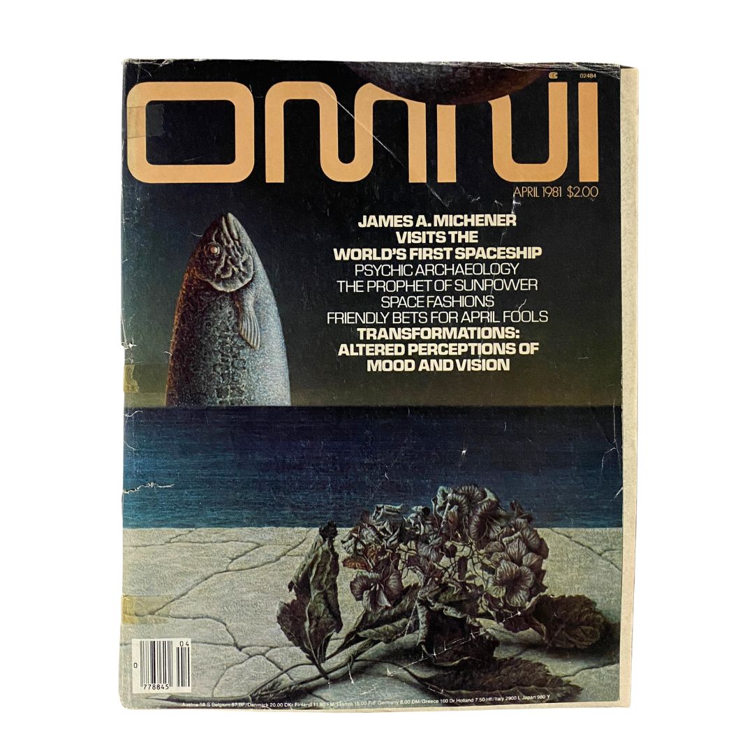 Cover of VTG Omni Magazine April 1981 featuring James A. Michener and articles on space exploration and psychic archaeology. Ideal for collectors.